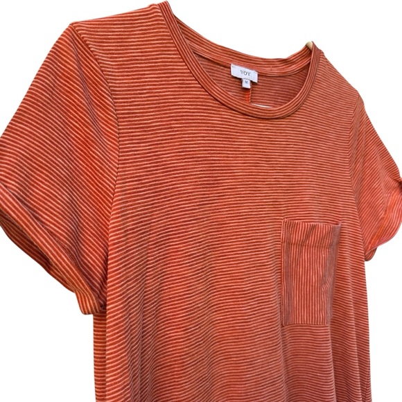 Voy Orange Striped Short Sleeved Maxi T-Shirt Dress Sz M - Picture 7 of 7